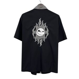 Disney Nightmare Before Christmas Vtg Men's L Button Front Black "Bri Bri" Shirt